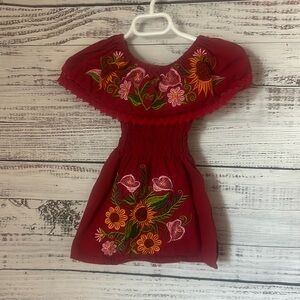 Burgundy Mexican style dress size 1